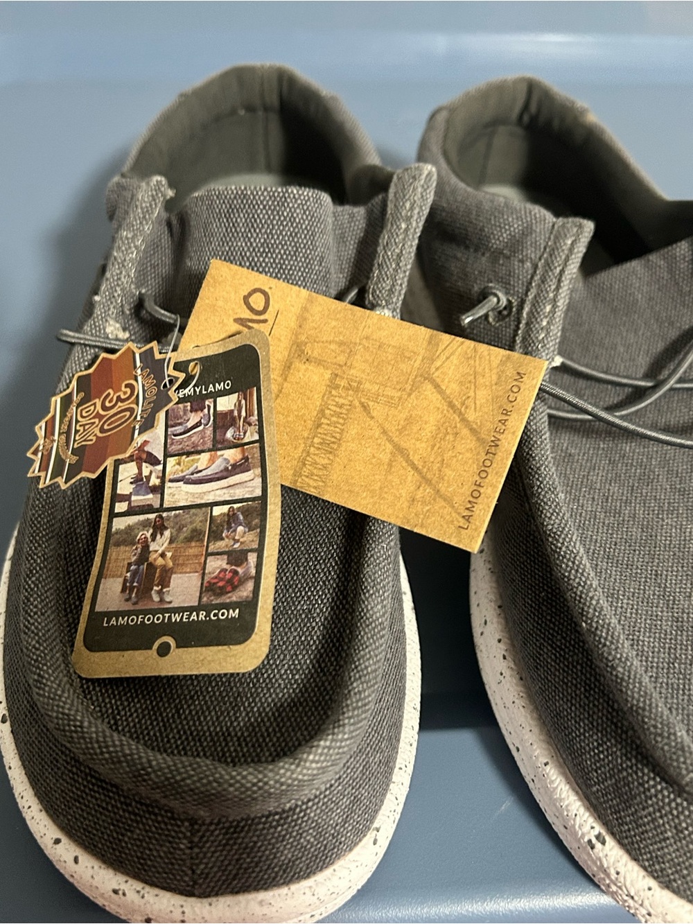 Lamo Boys Charcoal Gray Canvas Slip-On Loafers - Picture 4 of 7